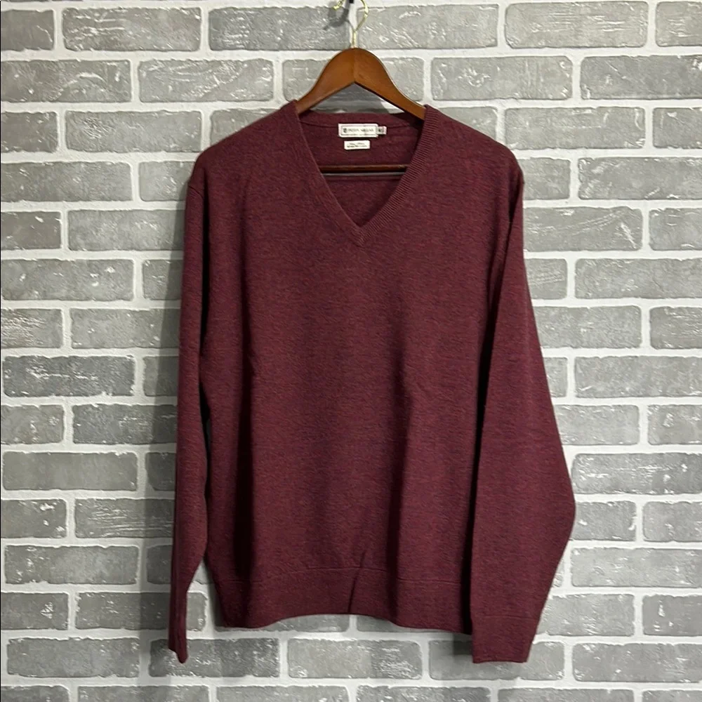 Peter Millar Burgundy V-Neck Sweater Mens Med 90% Wool 10% Cashmere Luxury‎ Knit